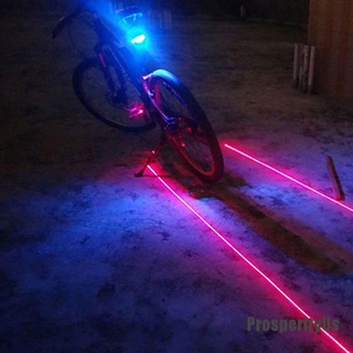 [ProsperityUs] 2 láser +5 LED bicicleta bicicleta bicicleta seguridad advertencia intermitente luz