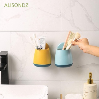 Alisondz - soporte para cepillo de dientes para el hogar, organizador de taza de dientes, pasta de dientes, montado en la pared, cocina, baño, palillos, caja de brochas de maquillaje (1)