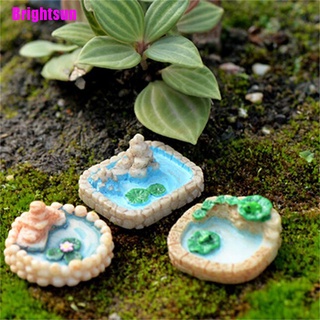 [Brightsun] 1 pieza de resina de musgo micro paisaje adornos de la piscina de loto mezcla tamaño de hadas decoración de jardín (3)