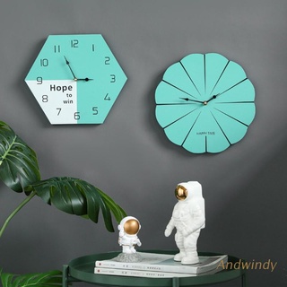 y nórdico moderno simple reloj de pared flor/hexagon forma de madera silencio reloj decoración del hogar
