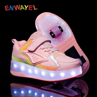Sapatilhas luminosas crianças sapatos para meninas rolo com duas rodas meninos led carga sapatos na roda crianças rolos de luz brilhando