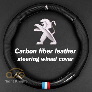 Cubierta de volante de cuero de fibra de carbono para Ser aplicable Peugeot 206 207 307 4008 Rcz 5008 (1)