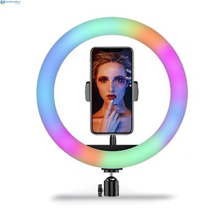 anillo de luz con soporte de teléfono regulable rgb led selfie luz portátil de maquillaje lámpara (2)