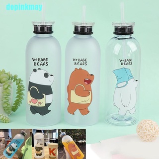 dopinkmay 1000ml oso patrón botella de plástico transparente de dibujos animados botellas de agua esmerilada okmn (7)