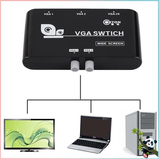Portable 2 In 1 Out VGA/SVGA Manual Sharing Selector Switch Switcher Box Light Black VGA Switch For LCD PC Notebook (1)