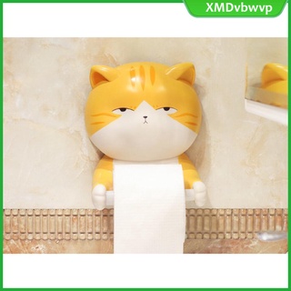 soporte de papel higiénico, soporte de rollo de pañuelos de inodoro, dispensador y perchas montados en la pared para baño y cocina, de dibujos animados, resina, gato, estilo moderno