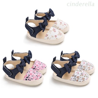 WALKERS Cind adorable flor impresión arco lona zapatos de bebé verano suela suave primeros pasos fiesta princesa niña zapato