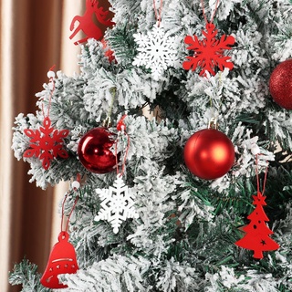 6 unids/pack de madera rojo copos de nieve colgantes de navidad adornos para decoraciones de fiesta árbol de navidad (4)