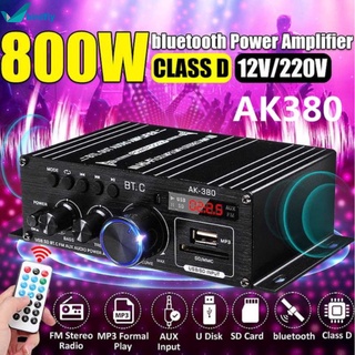 birdfly AK380 800W Amplificador De Potencia Audio Karaoke Cine En Casa De 2 Canales Bluetooth compatible Clase D USB/SD Entrada AUX Receptor Con (1)