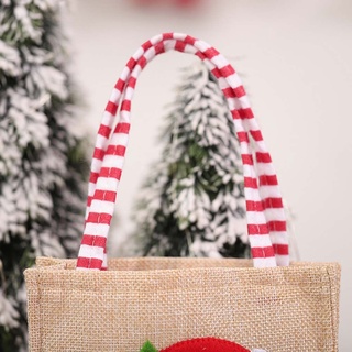 marohnic de dibujos animados tote bolsa de lino bolsa de regalo bolsa de caramelo portátil fiesta alce adorno muñeco de nieve decoración de navidad/multicolor (8)
