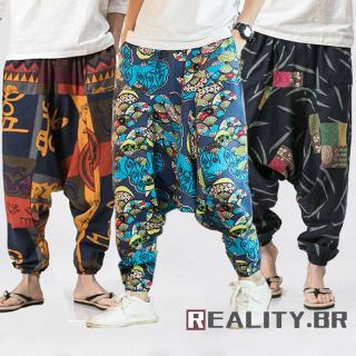 ✪-Pantalones Holgados Casuales Harem Para Hombre/Yoga Hippie/Impresión De Arte Marcial