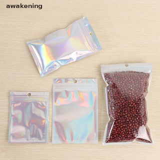 [awakening] 10 pzs Bolsa De Plástico con cierre holográfico láser irscente/Cosméticos