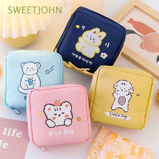 Sweetjohn mujeres protección bolsa de almacenamiento portátil moneda bolsa sanitaria almohadilla bolsa de almacenamiento lindo coreano de dibujos animados tampone niñas oso perro maquillaje bolsa/Multicolor (1)