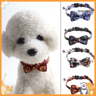 HA-Pet Cats Collar Halloween Series Pattern Decorative Skin Friendly Kitten Bowknot Collar Necklace with Bell for Ghost Festival