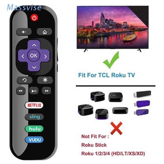 massvise control remoto inalámbrico ir para tcl roku tv rc280 28s3750 32s3750 botón lateral compatible con mando a distancia duradero t9 (1)