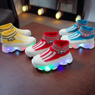 se7en zapatos de rayas transpirables antideslizantes para bebés/niñas/tenis led