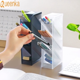 ☛☛ Oblique Insertion Type Frosted Pen Holder Desktop Shelf Desktop Storage Box Transparent Cosmetic Brush Storage Tube 【QUEENKA】