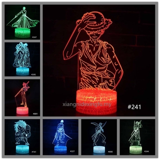 Una pieza Luffy 3D LED luz de noche hadas lámpara de mesa Control remoto táctil 16 Color USB batería niños