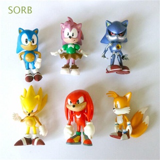 SORB 6Pcs PVC Personaje De Acción Muñeca Juguetes Decoración Del Hogar Figura Anime Figuras Sonic Hedgehog Modelo De Mobiliario Artículos Para Niños Niñas Regalo