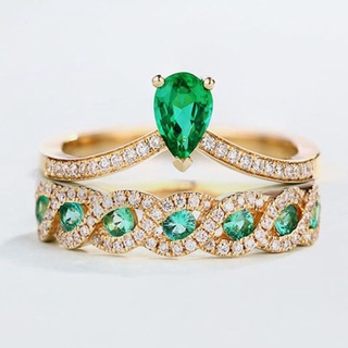 zpc/set nueva llegada de las mujeres anillo de circón esmeralda anillo de oro de 18 quilates anillo de corona anillo de lujo joyería anillos para las mujeres