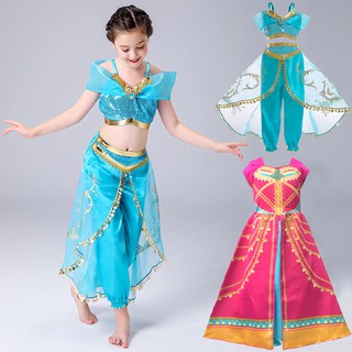 Niños Fiesta Vientre Baile Vestido Niña Aladdin Lámpara Jazmín Princesa Disfraces Cosplay