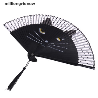[milliongridnew] ventilador de seda plegable de gato de dibujos animados, ventilador de mano, lindo ventilador de mano, regalo de verano