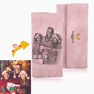 Las mujeres rosa cartera de navidad señoras personalizadas foto cartera personalizada grabado monedero regalos para el día de su madre mamá