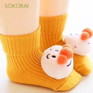 SOKORAI Girls Baby Socks Toddler Non-Slip Sole Newborn Floor Socks Cute Keep Warm Infant Children Cotton Autumn Winter Cartoon