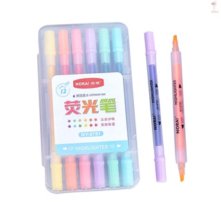 12 colores de doble punta resaltador bolígrafos cincel consejos arte marcador pluma para niños estudiantes adultos dibujo diario oficina ho