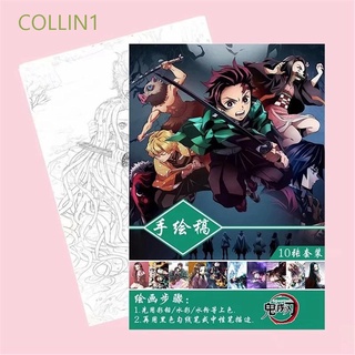 COLLIN1 Cute Demon Slayer Coloring Book Size A4 Painting Book Colouring Book Anime Demon Slayer Graffiti Notebook Drawing Toys Relieve Stress Kimetsu no Yaiba 10 pages/book Copy Book Toy