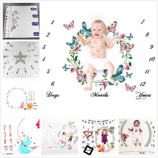 Manta mensual de aniversario para bebé recién nacido, fotografía de fondo, mantas de crecimiento para niños