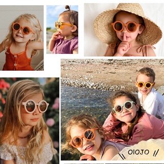 YL🔥Bienes de spot🔥Nuevos lentes de sol para niños con marco redondo esmerilado UV400/lentes de sol para bebés/niñas/Retro Color sólido【Spot marchandises】 (3)