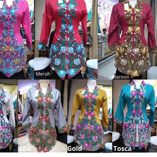 ⭐'Hurry Comprar 12.12 ^⚡ Jumbo moderno Javanese blusa Tops Encim bordado motivos platino algodón varios colores
