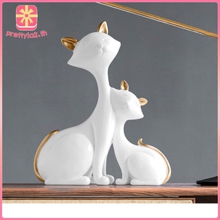 [PRETTYIA2] Moderno gato escultura adornos de resina gatos estatua decoración de mascotas para estantería escaparate tienda decoración de escritorio para regalos del hogar
