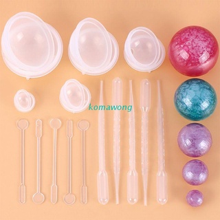 kom sphere moldes de silicona redondos de silicona con pipetas agitar herramientas de barra para joyas de resina, jabón vela diy (1)