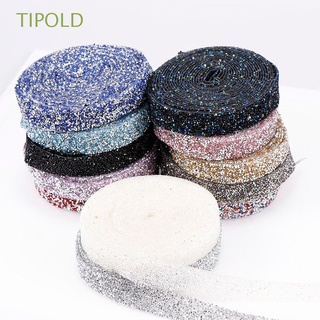 TIPOLD 1yard/roll Garment Decoration Colorful Crystal Motif Rhinestone Tape Wedding Sewing DIY Resin Iron On 1.5cm Appliques Ribbon
