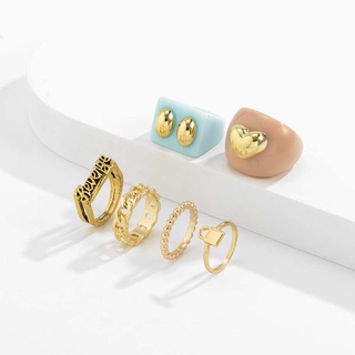 storto hombres anillos de dedo mujeres niñas moda joyería resina anillos grandes rectángulo cuadrado color oro grueso 3 unids/6pcs anillos geométricos conjuntos (5)