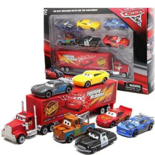 7 en 1 Disney Pixar Cars Lightning McQueen Metal juguetes modelo coche niño Playset regalo de navidad