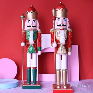 Esp cascanueces adorno nogal soldado lentejuelas rey títere figuras de madera decoración de navidad niños vacaciones año nuevo