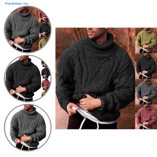 fundukan Breathable Sweater Jumper Twist Solid Color Men Sweater Coldproof for Autumn Winter