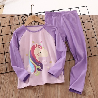 Edad 3-9 años niños bebé niñas pijamas conjunto de dibujos animados unicornio ropa de dormir niño de manga larga pijamas (6)