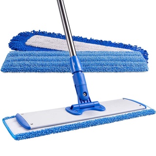 Washable Flat Mop Cloth Sticky Microfiber Wet&Dry 46cm Blue Mop, 2PCS (4)