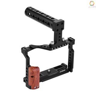 andoer - jaula para cámara de vídeo y mango superior de aleación de aluminio con soporte de zapata fría dual compatible con fujifilm x-t3/x-t2