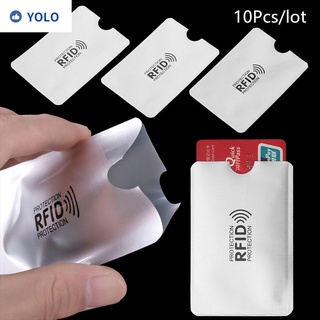 YOLO 10Pcs Shield ID Bank Card Case antirrobo titular de la tarjeta Protector de la tarjeta de bloqueo Rfid de aluminio prevenir el escaneo inteligente Anti Rfid cartera