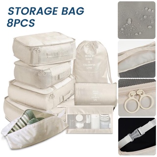 8 bolsas de viaje de viaje bolsa de almacenamiento conjunto de doble cremallera ligera organizador de equipaje de viaje familiar de almacenamiento 2021 (1)