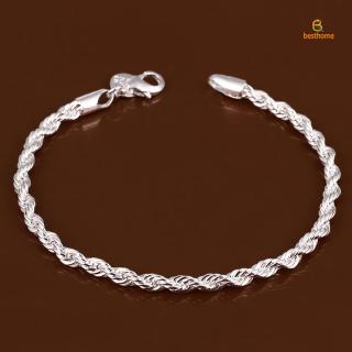Bh nueva pulsera de diseño de cuerda trenzada de plata esterlina 925 para hombre/mujer Unisex (6)