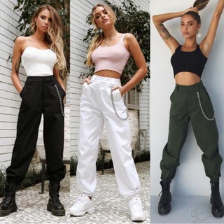 Gga-pantalones casuales De color sólido para mujer Combate Militar Militar