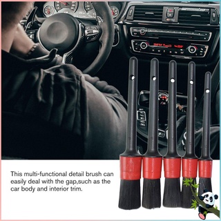 5PCS Multi-Functional Car Detailing Brushes Car Wash Slit Brush Clean Seat Detail Brush Natural Boar Hair Brushes