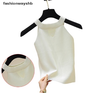 [Fashionwayshb] Women Knitted Tank Tops Solid Camisole Halter Neck Vest Knit Crop Top Cami Slim [HOT]