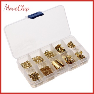 [Precio de actividad] caja de joyería fabricación de manualidades Kit de inicio de joyería hallazgos herramientas Color oro (8)